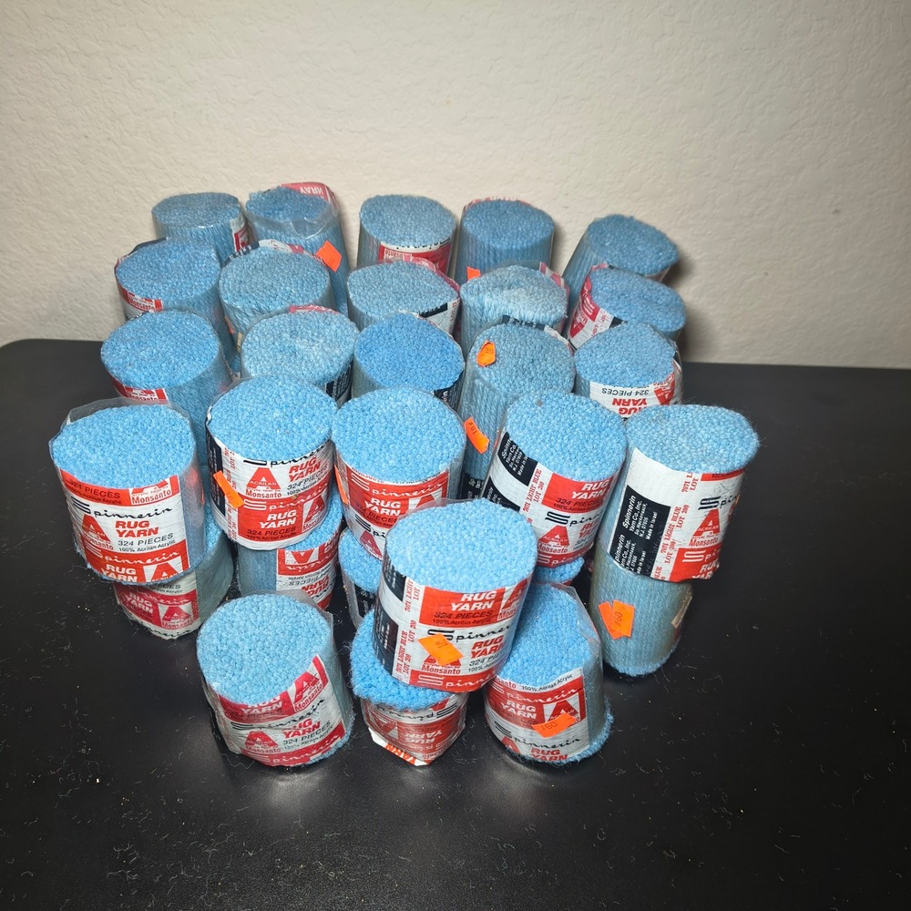 44pk Spinnerin Rug Yarn Light Blue 7071 Acrilan Acrylic Latch Hook Pre-Cut 324pc
